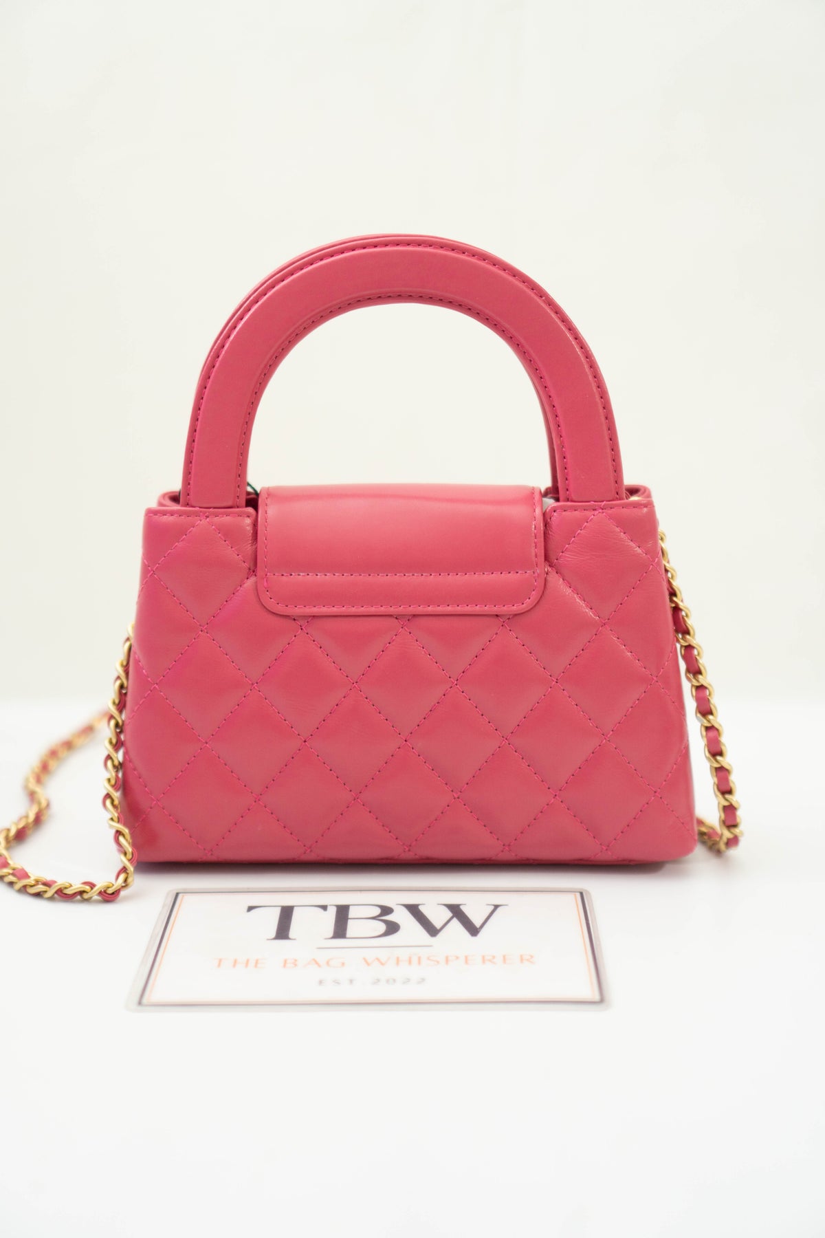 CC Quilted Top Handle Mini Flap Bag – Fuchsia Pink Lambskin