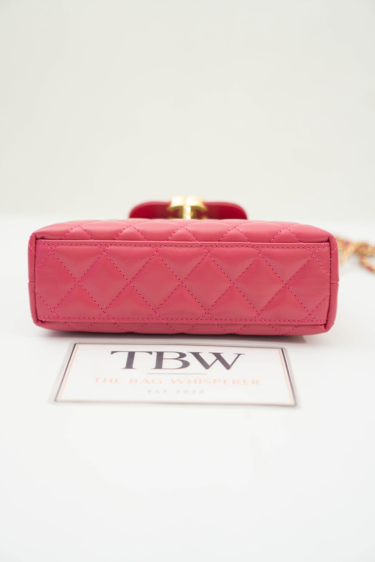 CC Quilted Top Handle Mini Flap Bag – Fuchsia Pink Lambskin