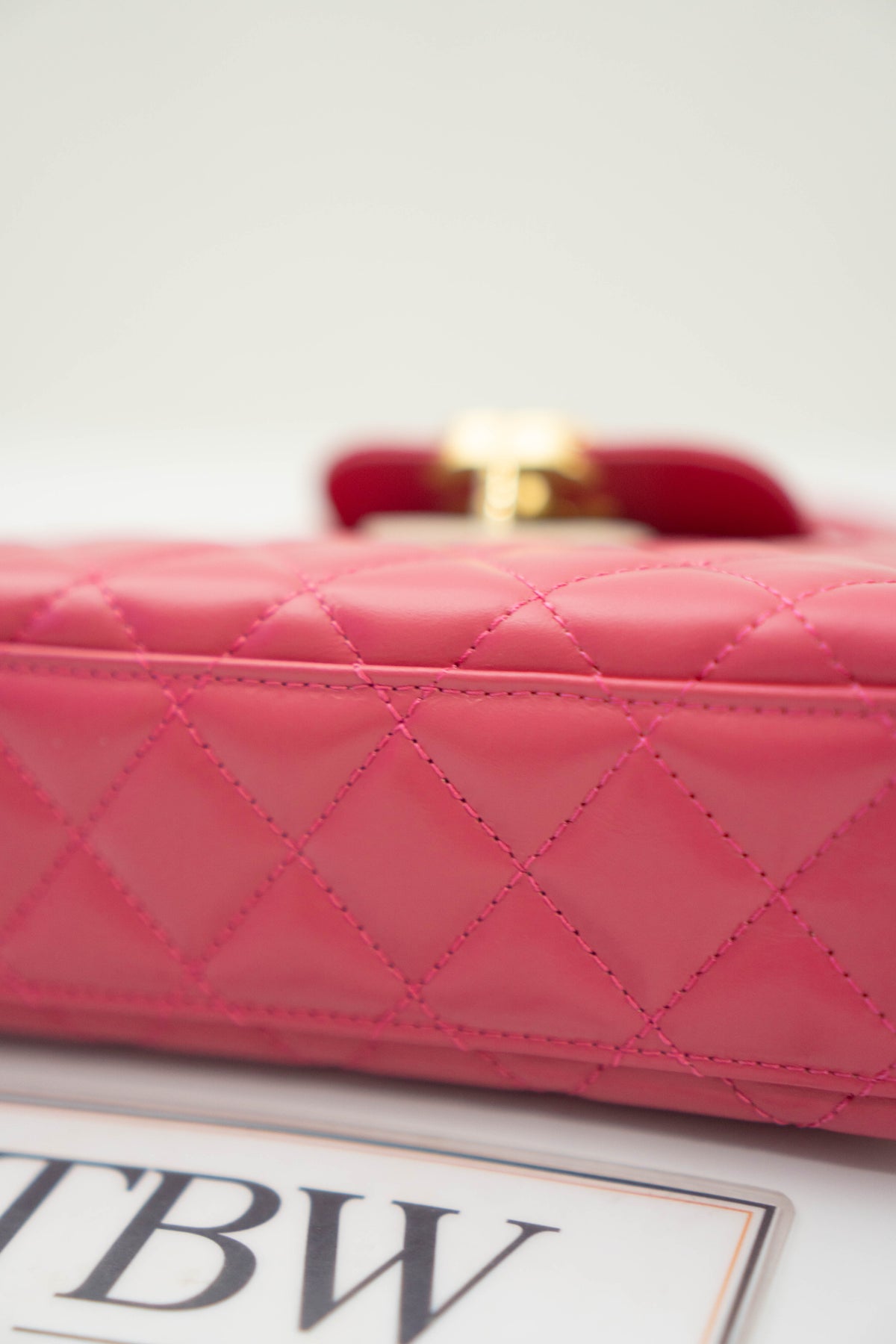 CC Quilted Top Handle Mini Flap Bag – Fuchsia Pink Lambskin