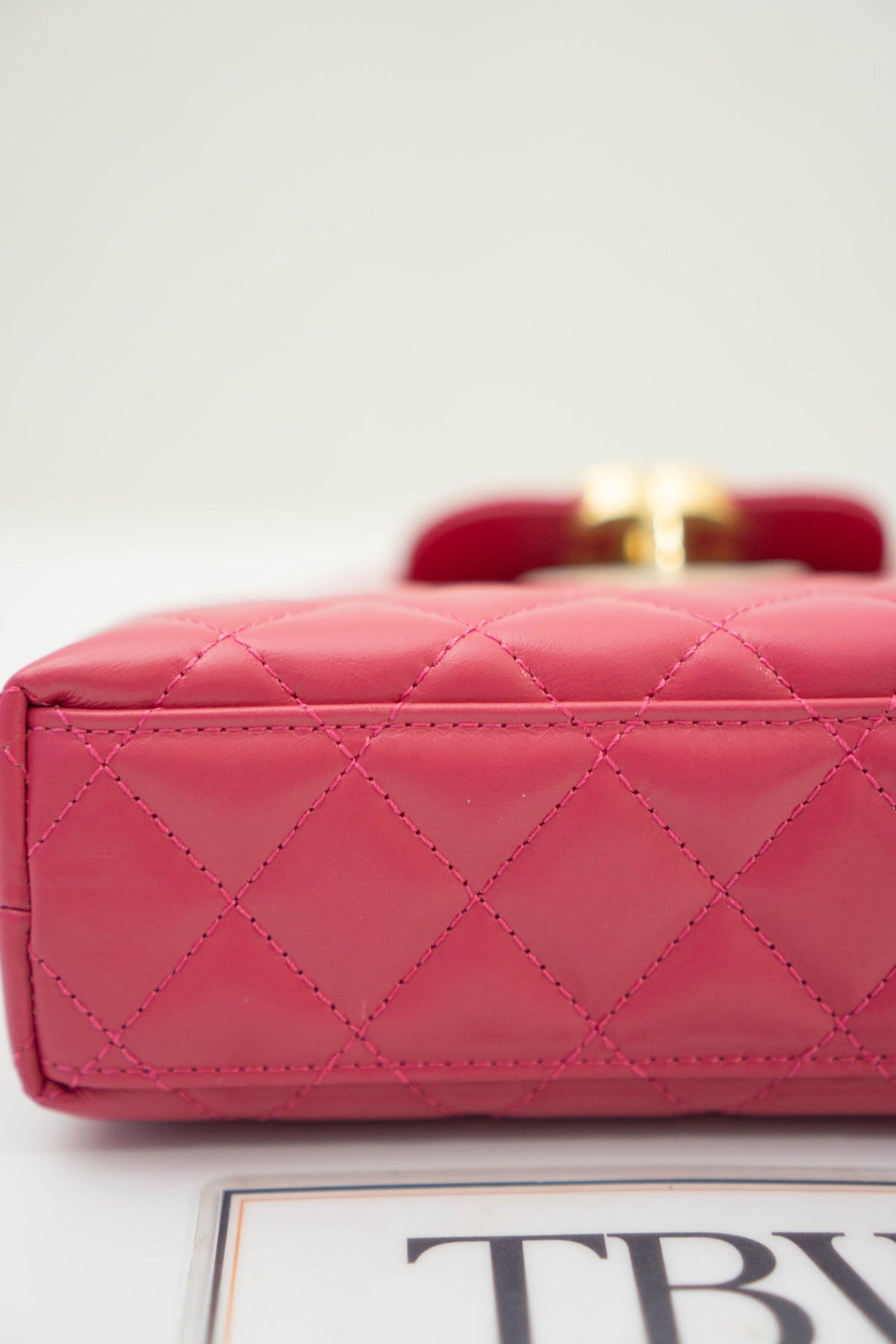 CC Quilted Top Handle Mini Flap Bag – Fuchsia Pink Lambskin