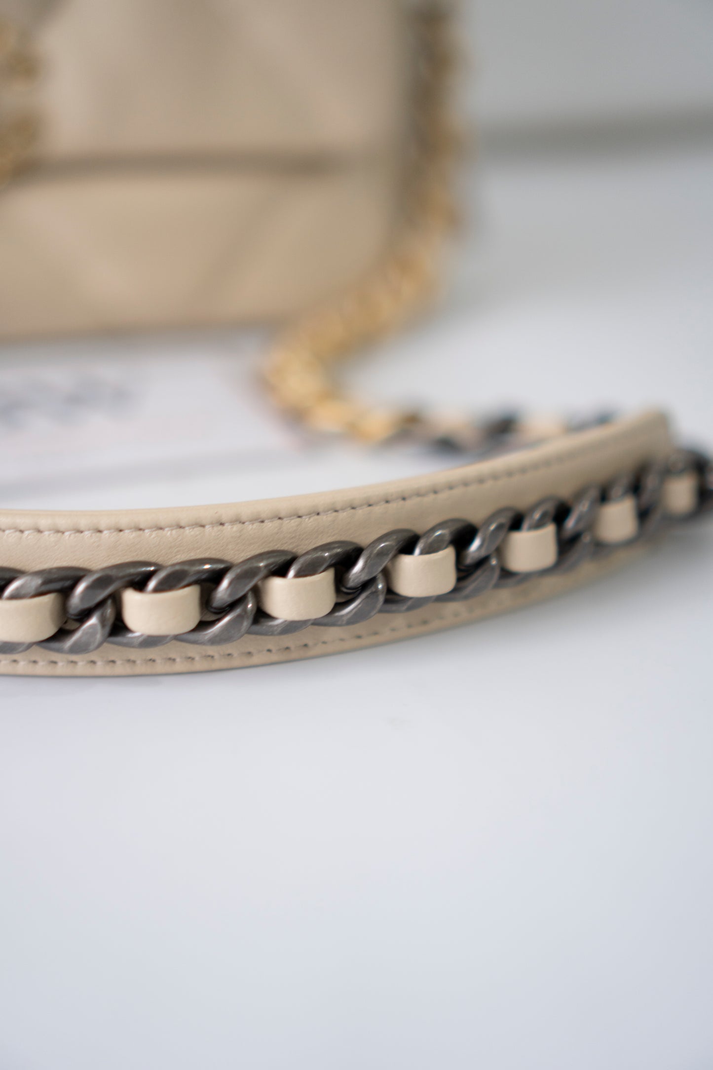 C19 Small – Beige Lambskin with Mixed Metal Hardware