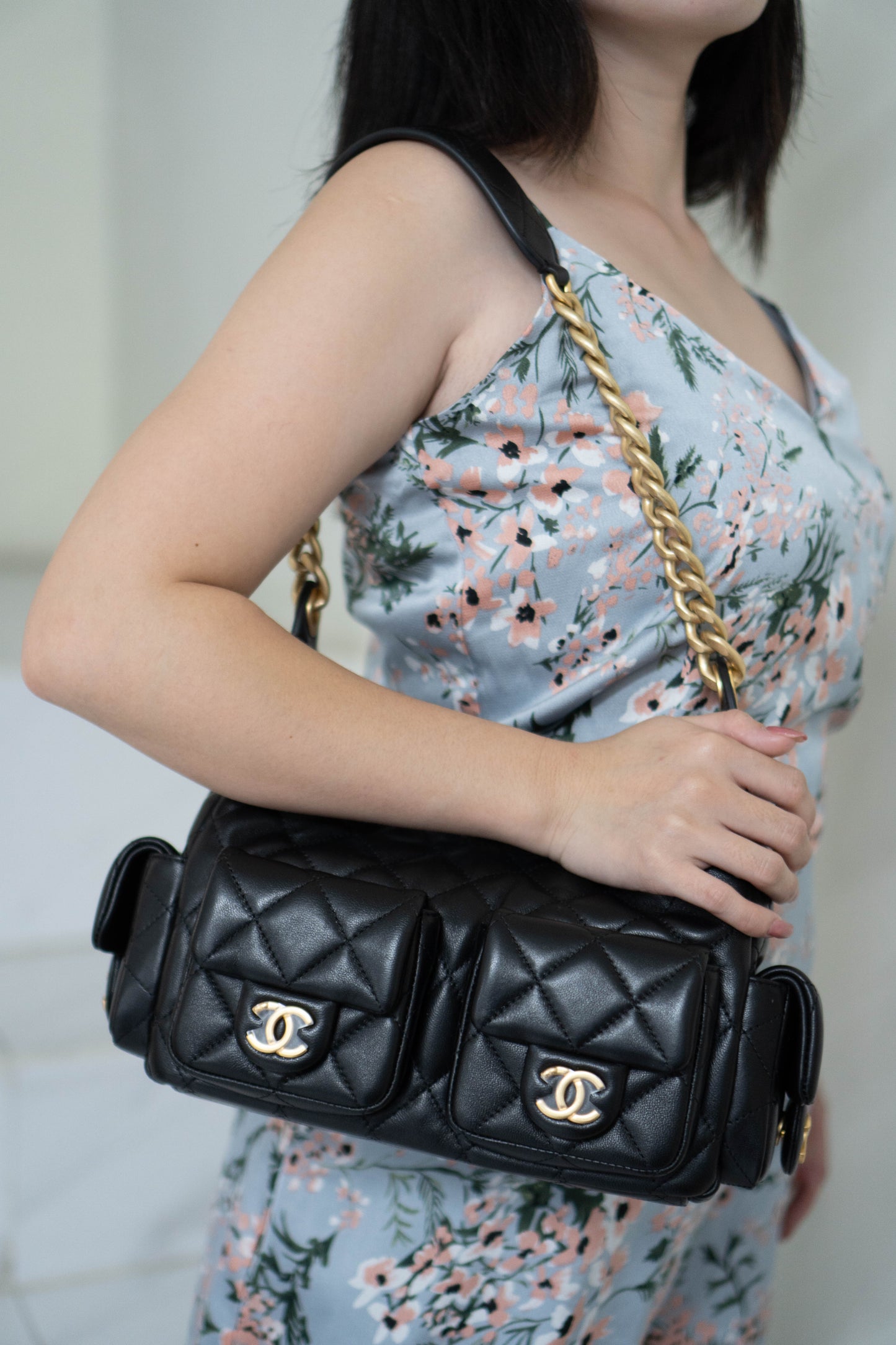Trendy Pockets Hobo Bag – Black Lambskin (25C Cruise Collection)