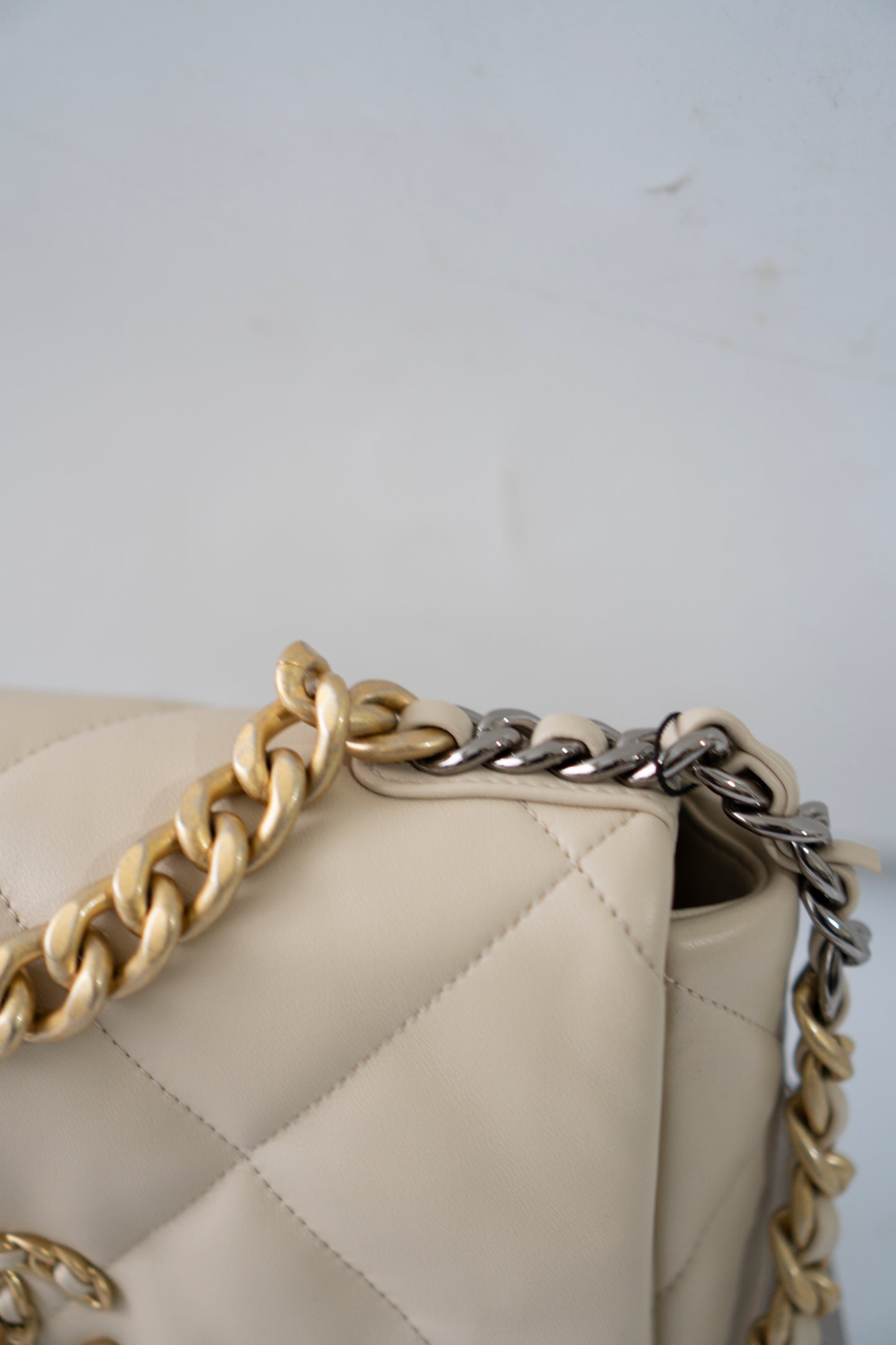 C19 Small – Beige Lambskin with Mixed Metal Hardware