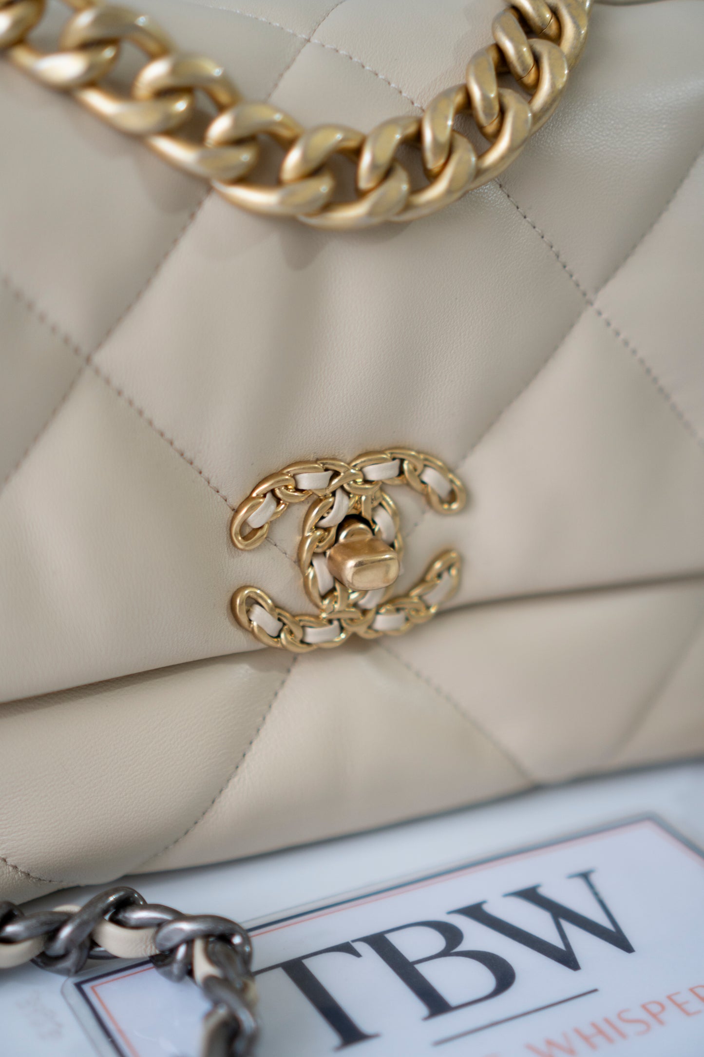 C19 Small – Beige Lambskin with Mixed Metal Hardware