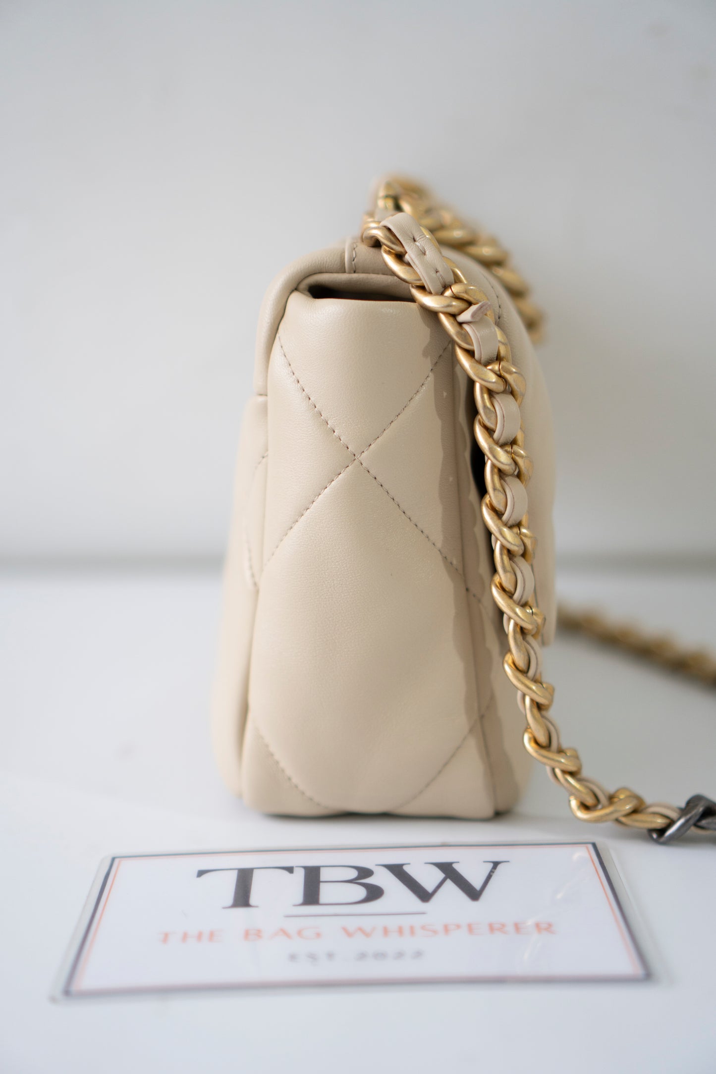 C19 Small – Beige Lambskin with Mixed Metal Hardware