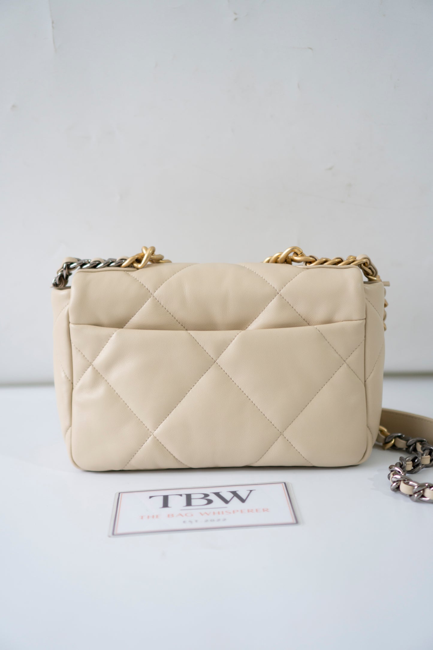 C19 Small – Beige Lambskin with Mixed Metal Hardware