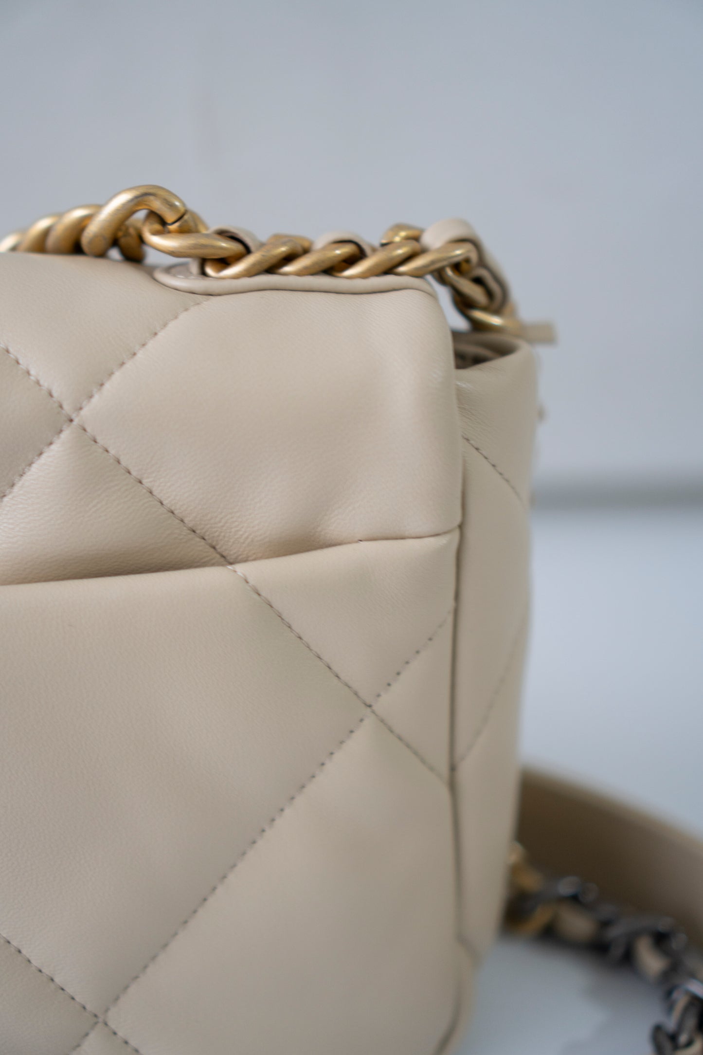 C19 Small – Beige Lambskin with Mixed Metal Hardware