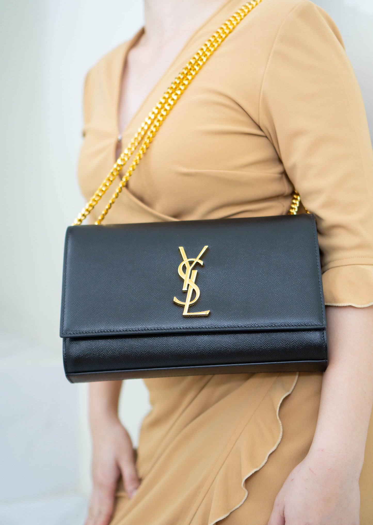 Kate in Medium Black with Gold Hardware