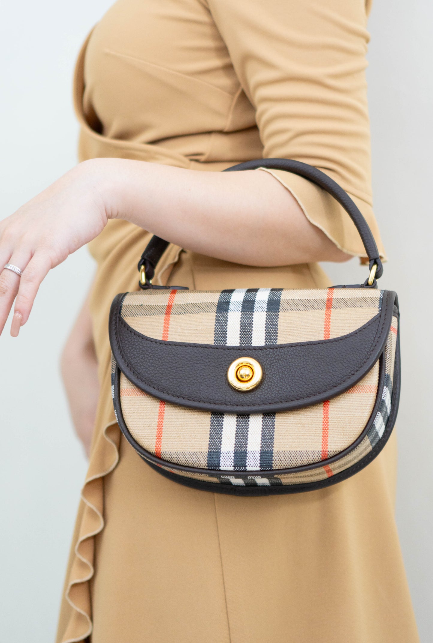 Mini Highlands Bag – Vintage Check Canvas with Brown Leather Trim