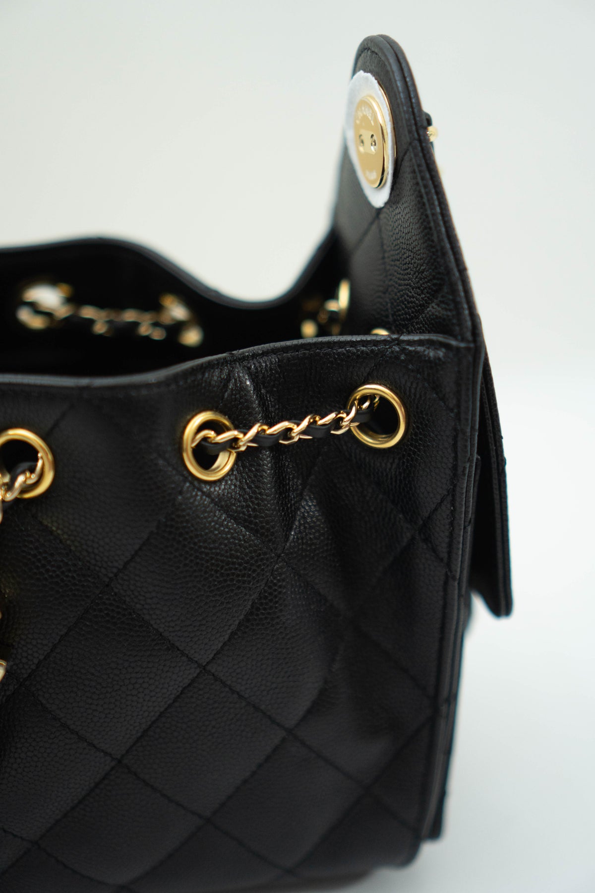C25 Small - Black Caviar in Gold Hardware