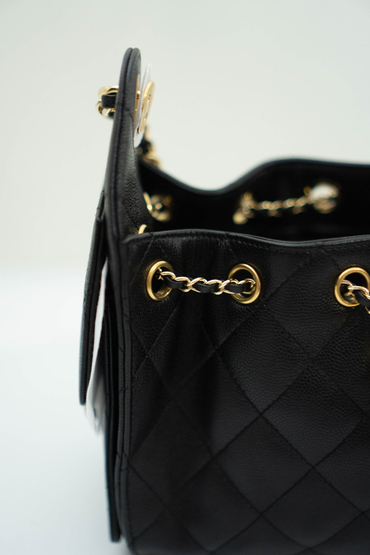 C25 Small - Black Caviar in Gold Hardware