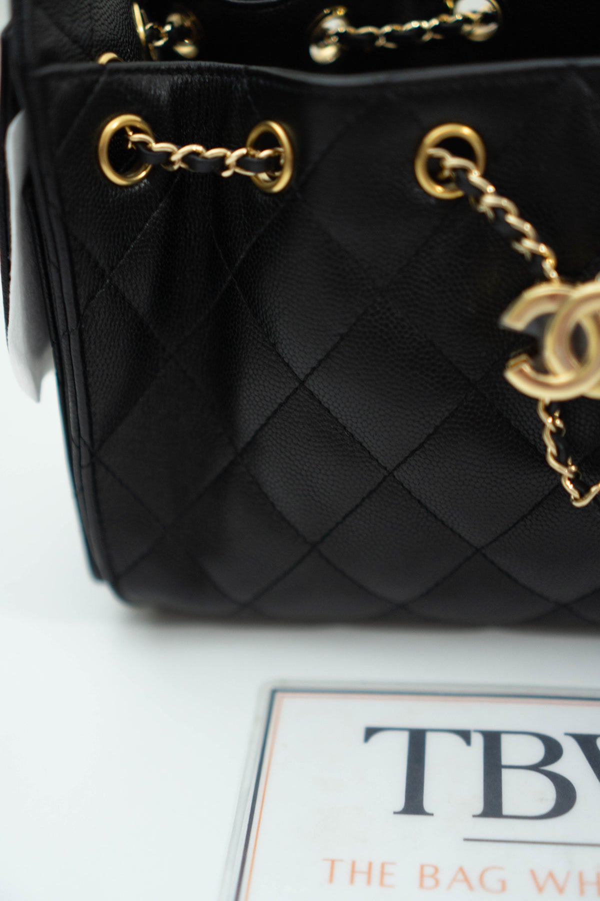 C25 Small - Black Caviar in Gold Hardware