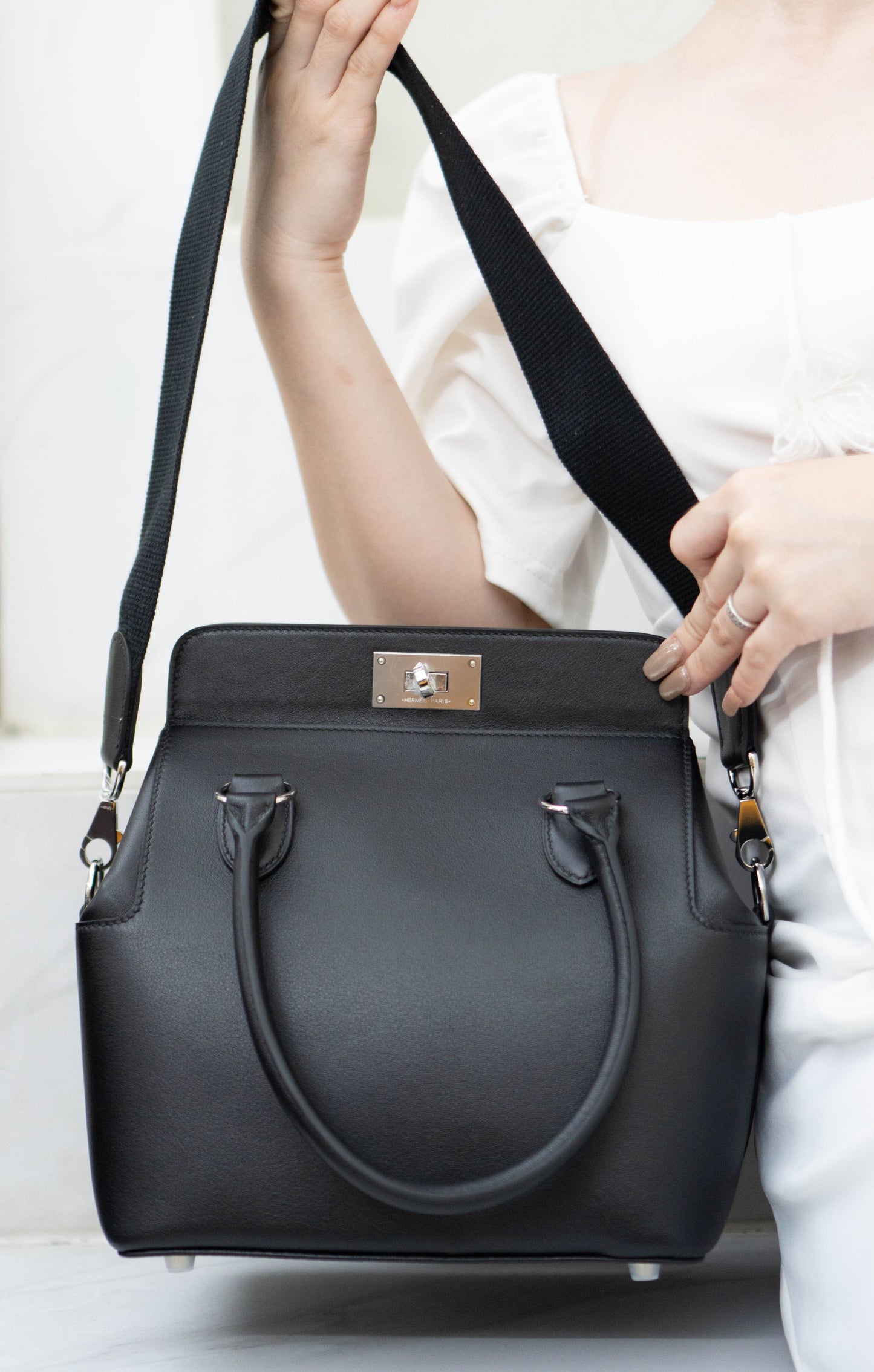 Tool box 20 in Noir Swift Calfskin with Palladium Hardware