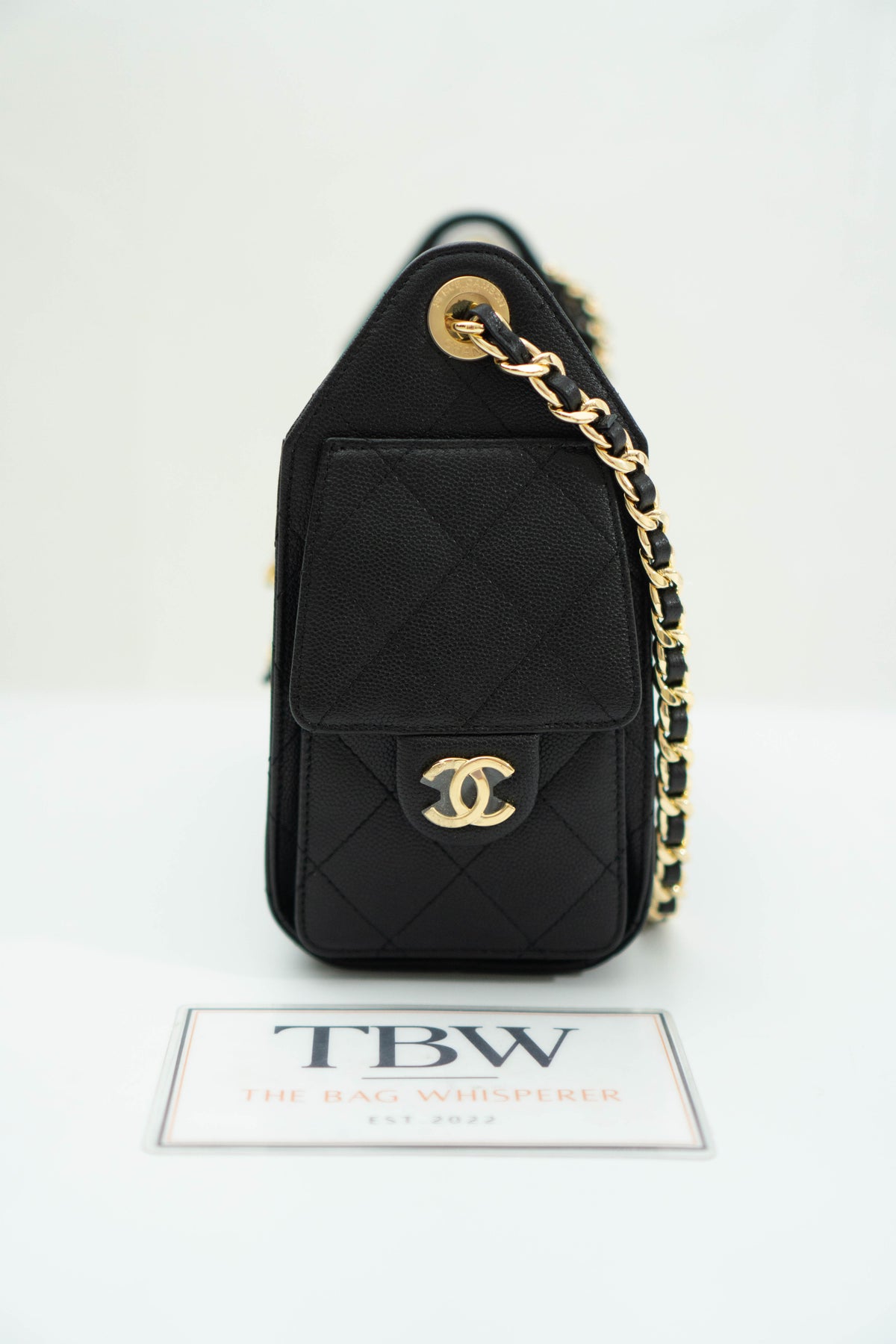 C25 Small - Black Caviar in Gold Hardware