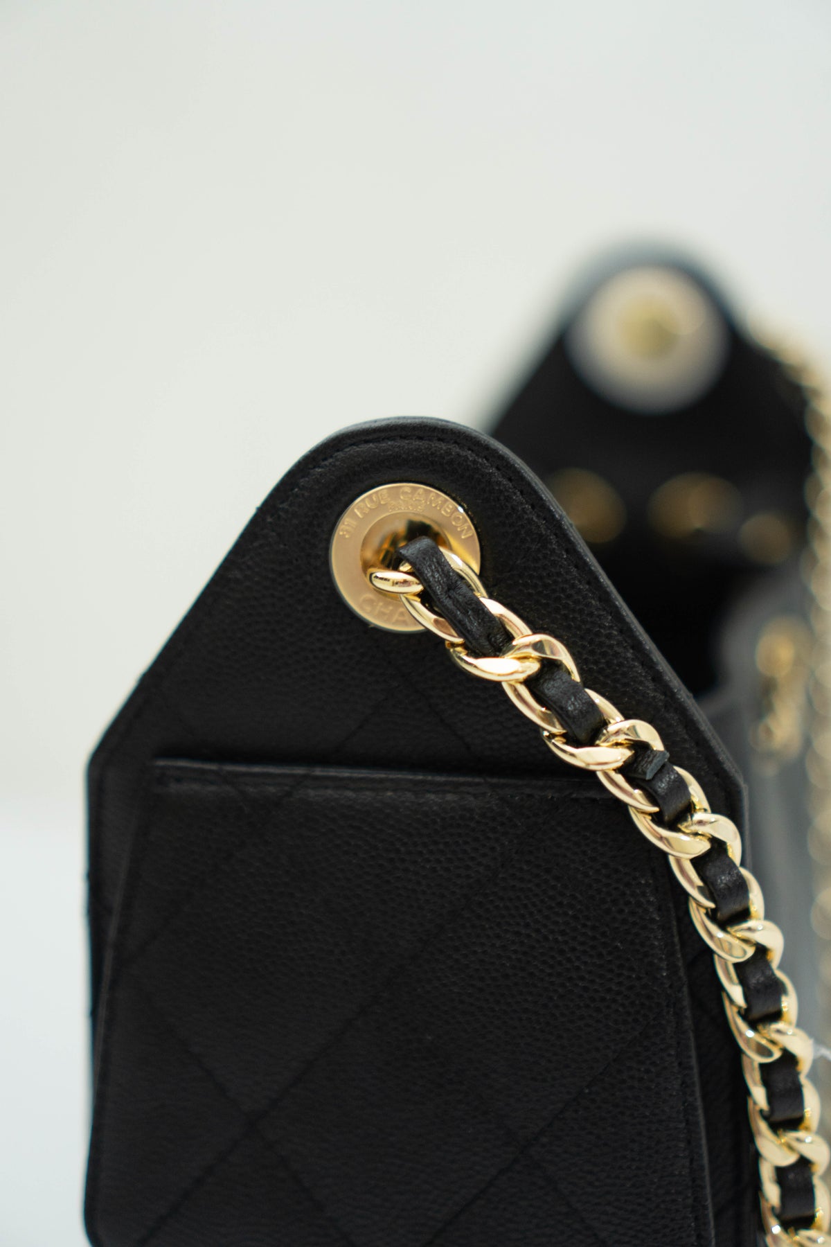 C25 Small - Black Caviar in Gold Hardware