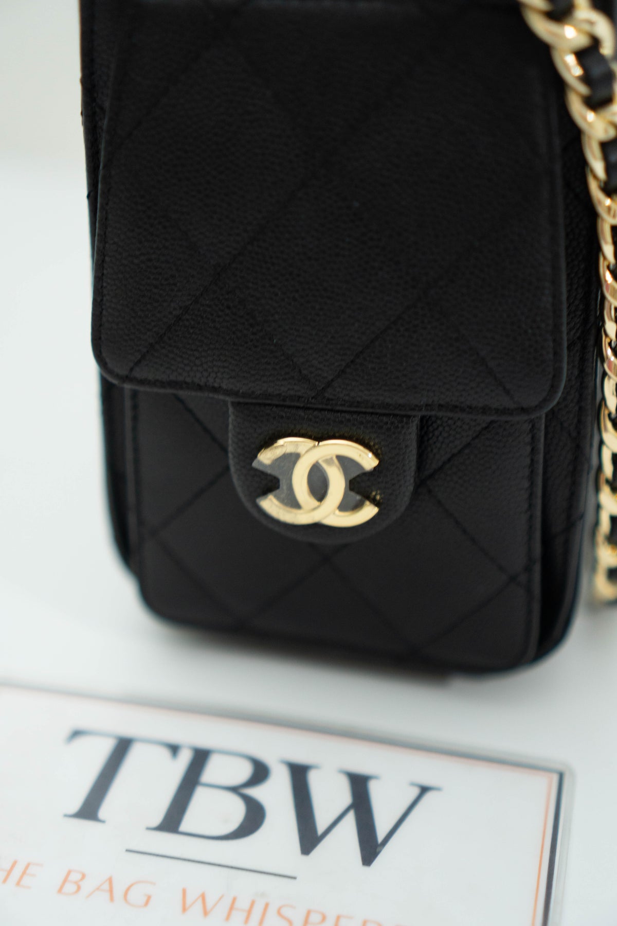 C25 Small - Black Caviar in Gold Hardware