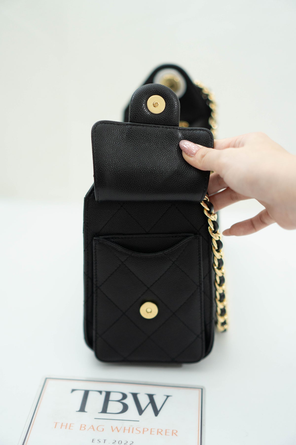 C25 Small - Black Caviar in Gold Hardware