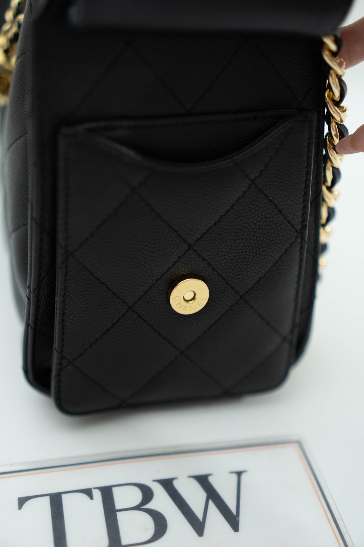 C25 Small - Black Caviar in Gold Hardware