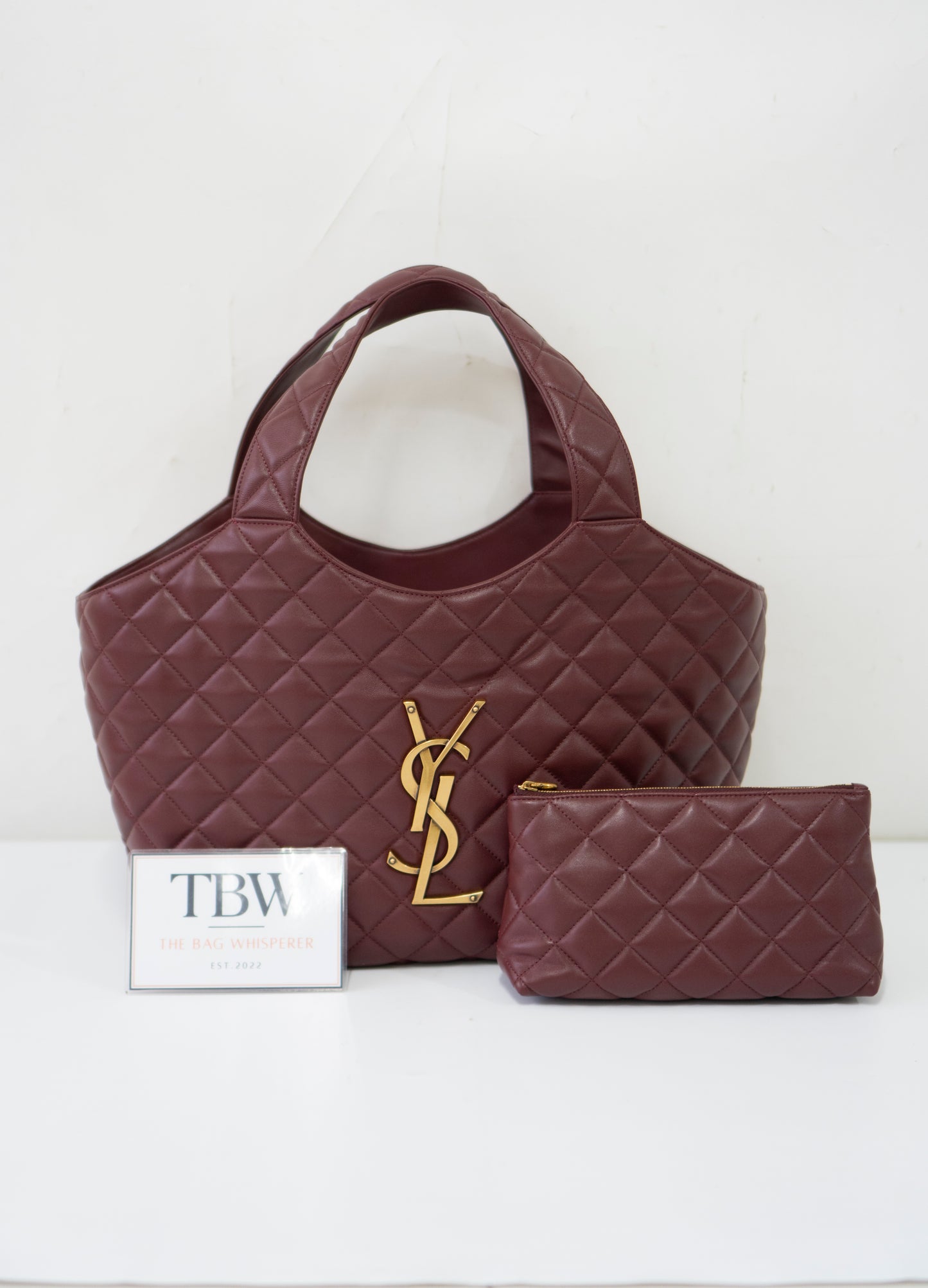 Icare Medium Tote – Bordeaux Lambskin with Gold Hardware