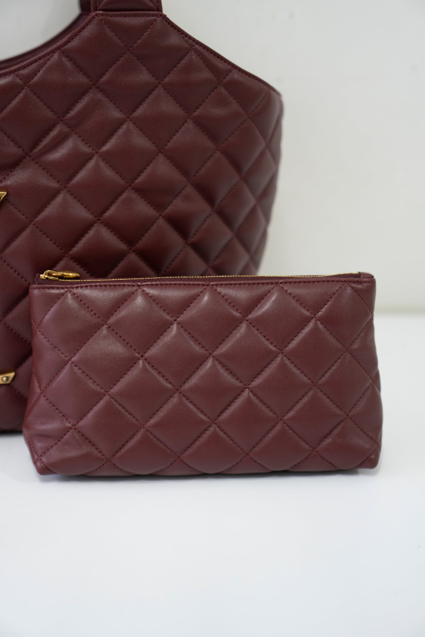 Icare Medium Tote – Bordeaux Lambskin with Gold Hardware