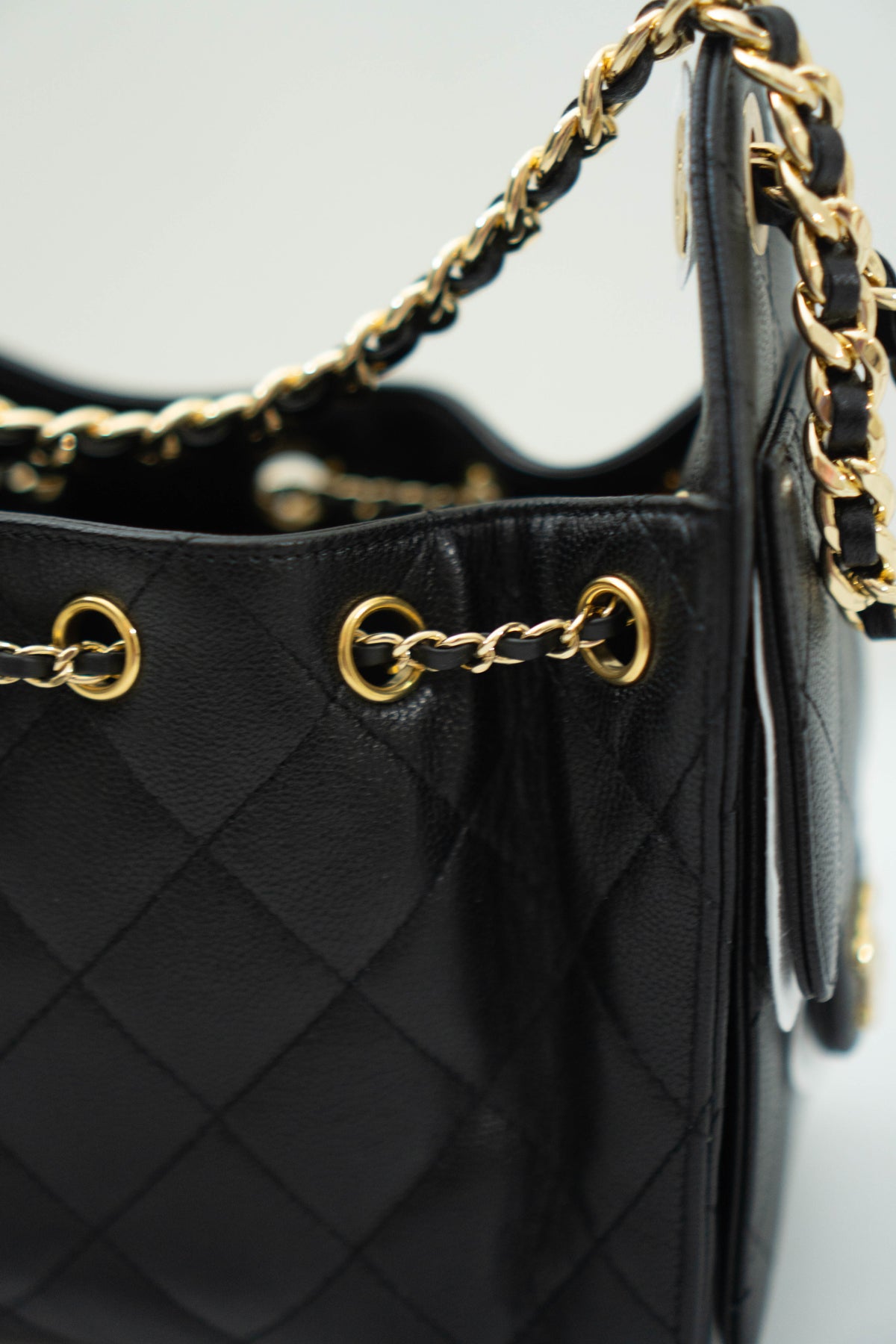 C25 Small - Black Caviar in Gold Hardware