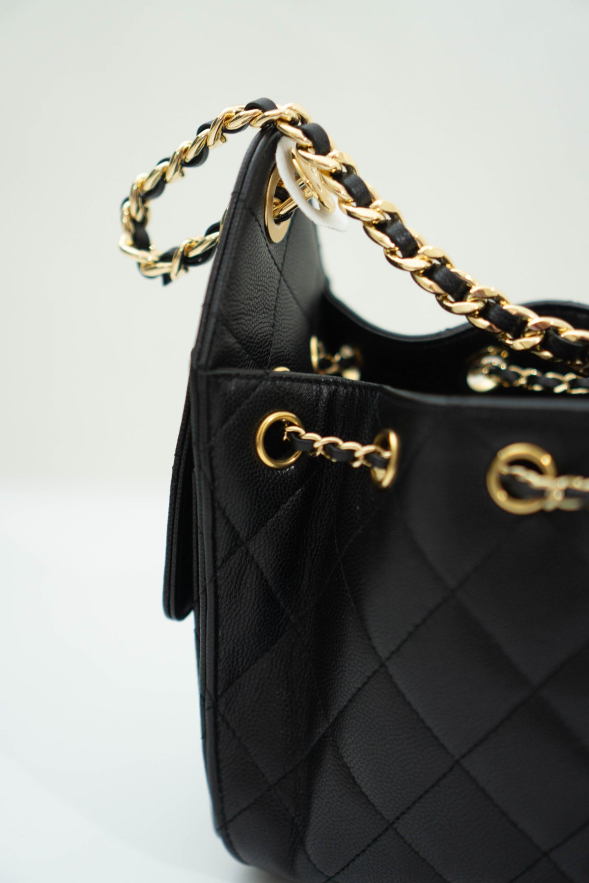 C25 Small - Black Caviar in Gold Hardware