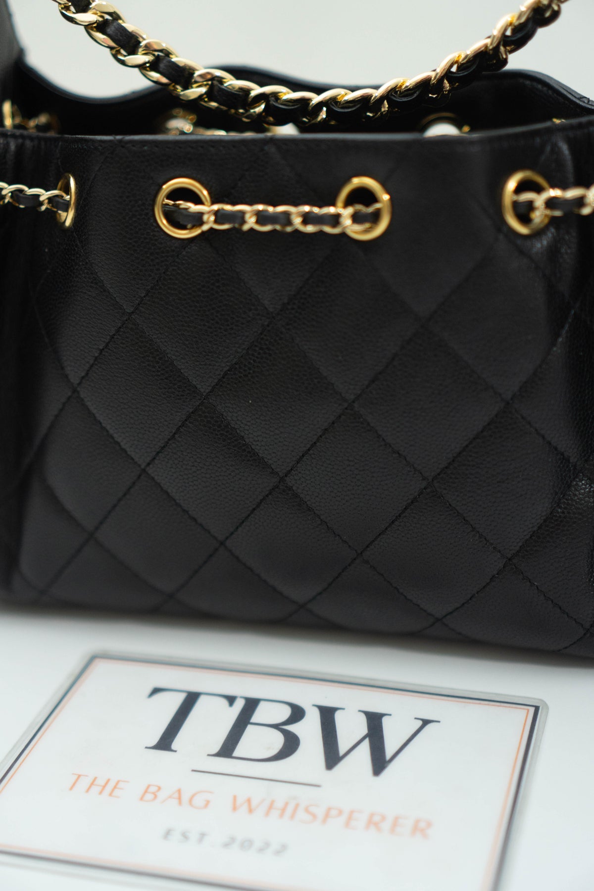 C25 Small - Black Caviar in Gold Hardware