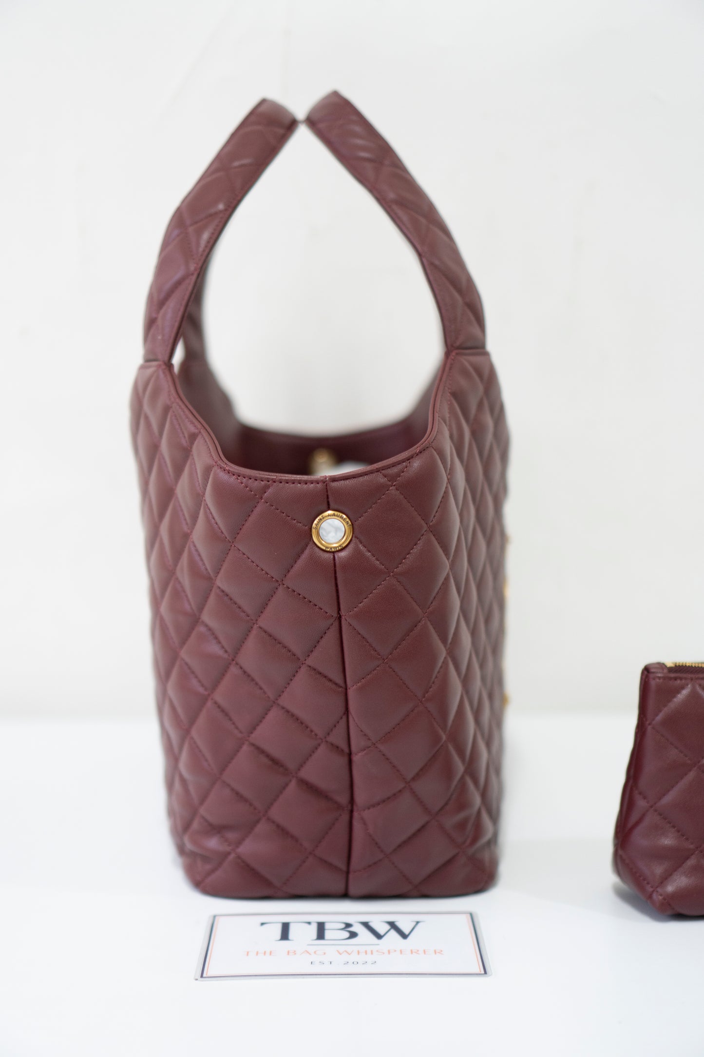 Icare Medium Tote – Bordeaux Lambskin with Gold Hardware