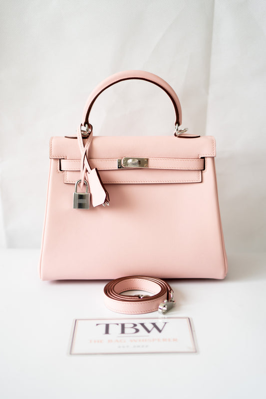 KL 25 Top Handle Bag – Rose Sakura Swift with Palladium Hardware