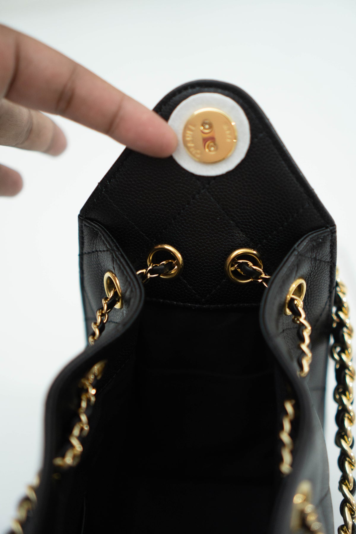 C25 Small - Black Caviar in Gold Hardware