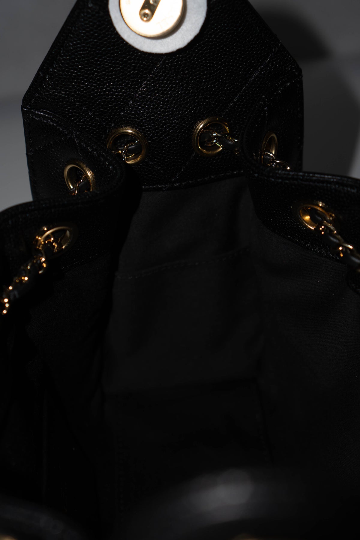C25 Small - Black Caviar in Gold Hardware
