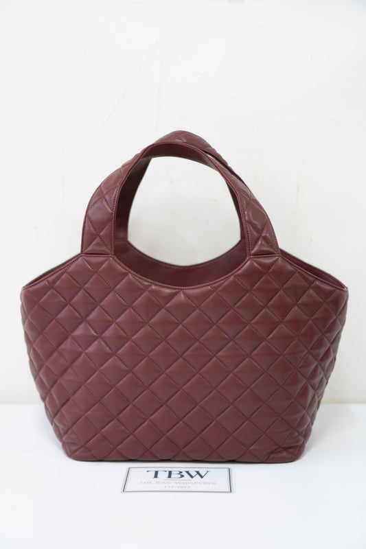 Icare Medium Tote – Bordeaux Lambskin with Gold Hardware