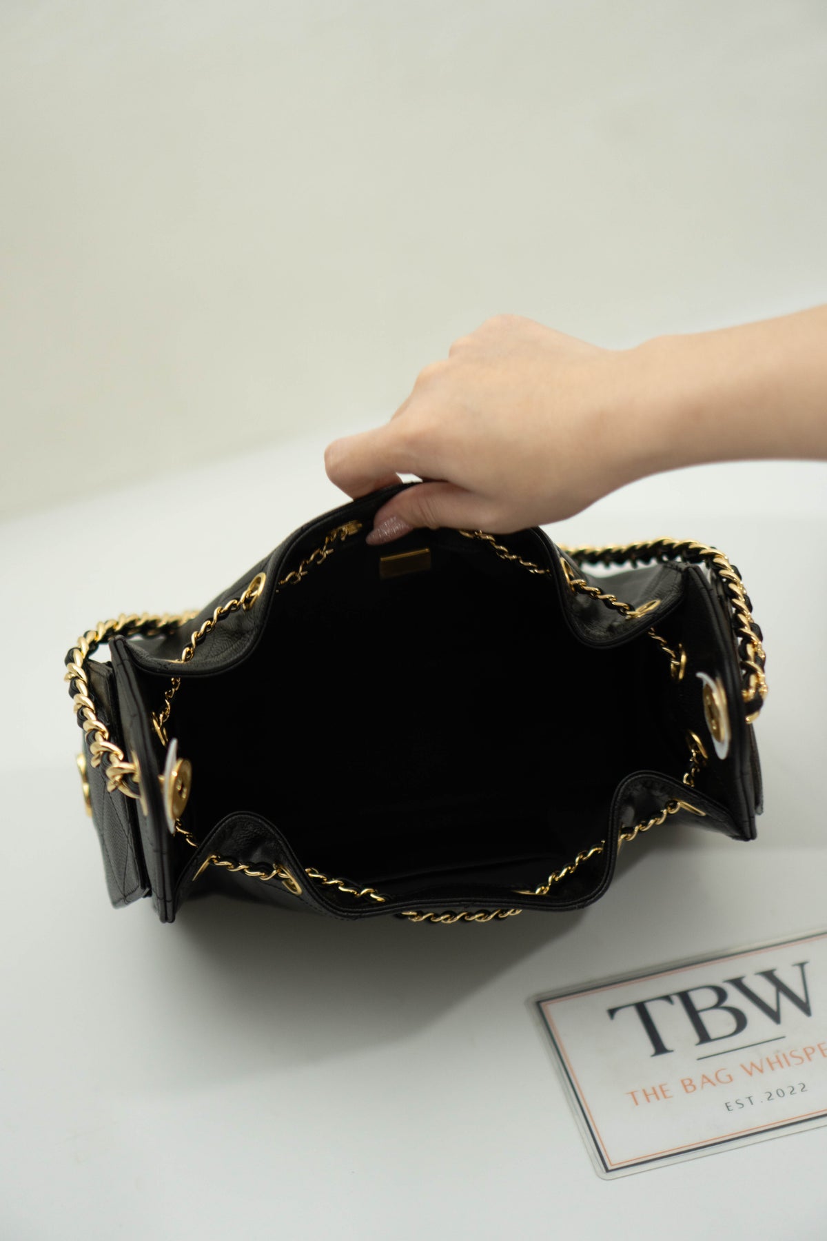 C25 Small - Black Caviar in Gold Hardware