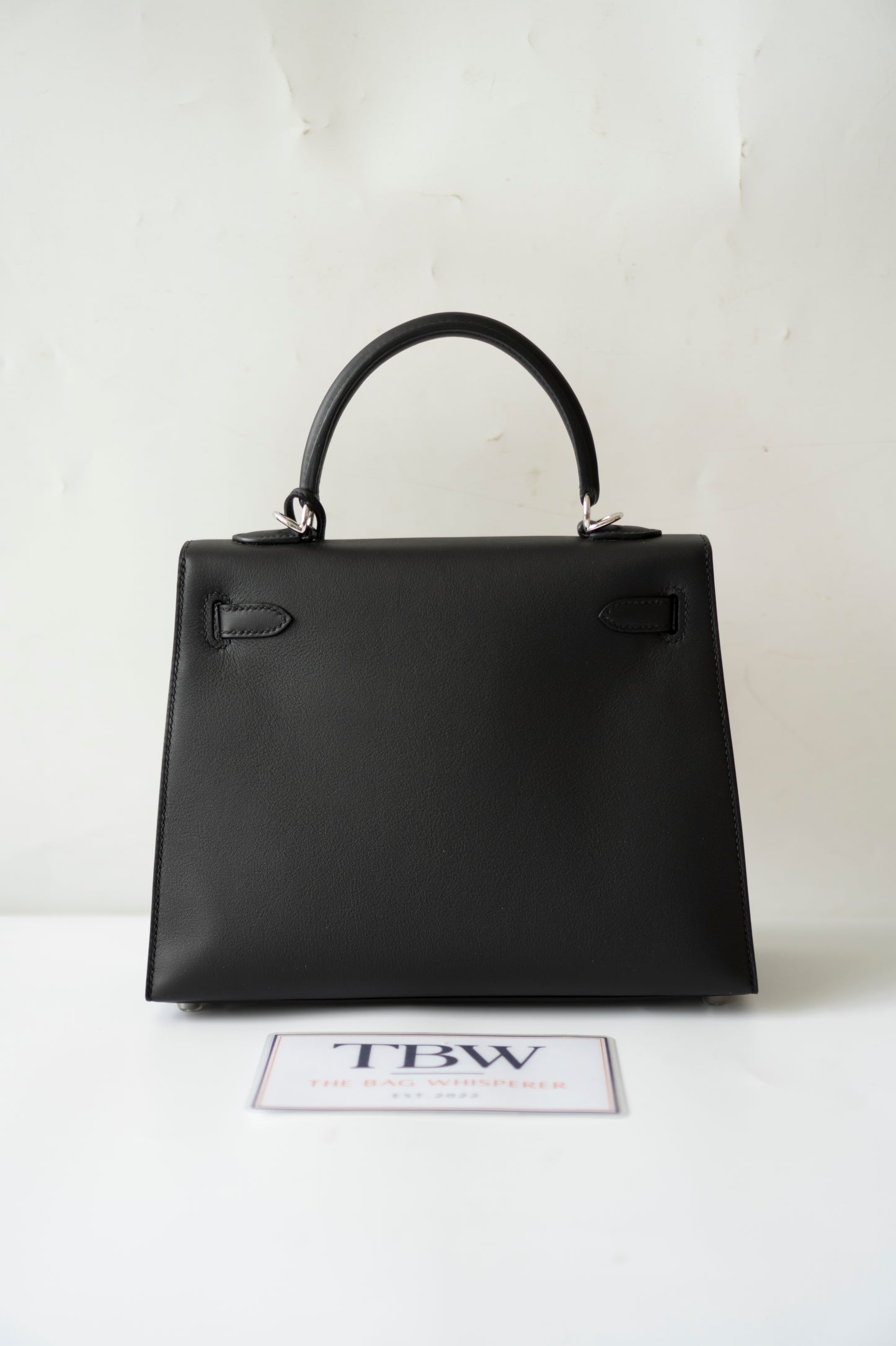 Kelly 25 – Black Volupto Leather with Exotic Croc Patches