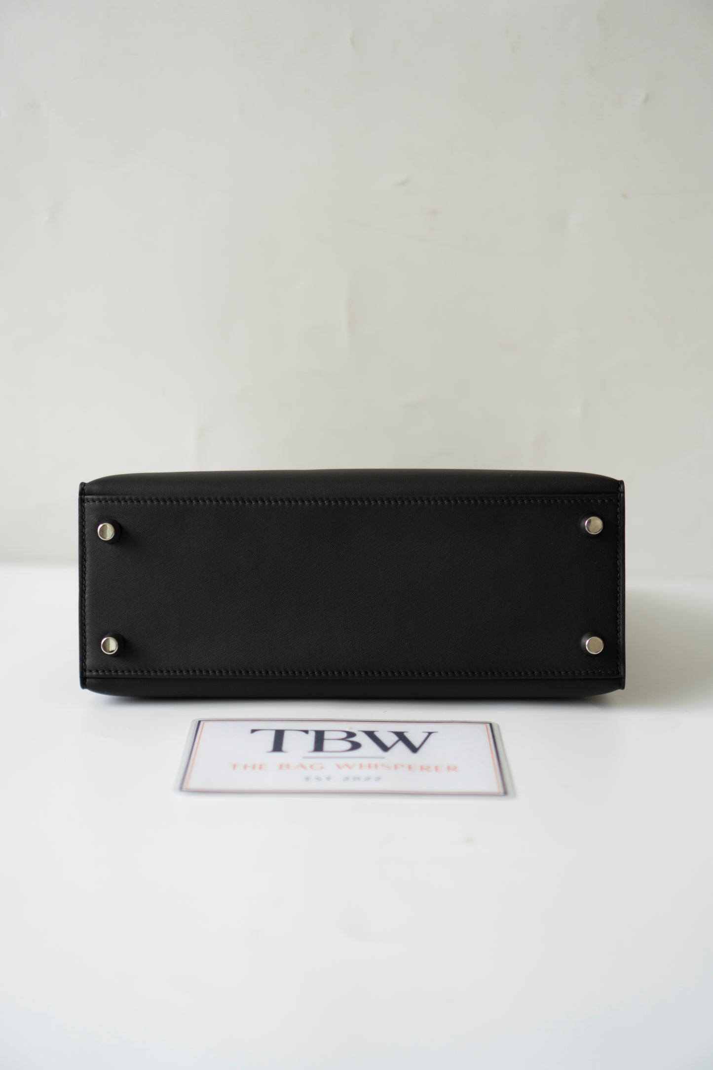 Kelly 25 – Black Volupto Leather with Exotic Croc Patches