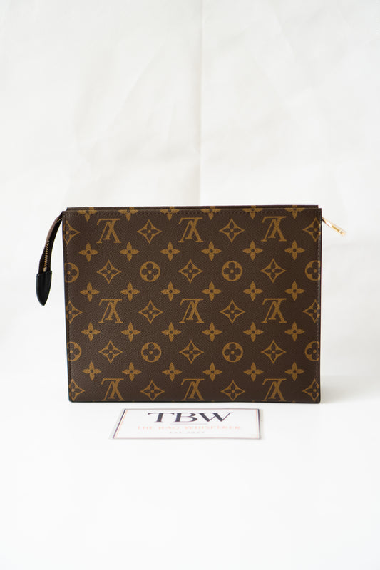 Structured Travel Pouch – Monogram Canvas with Black Leather Trim