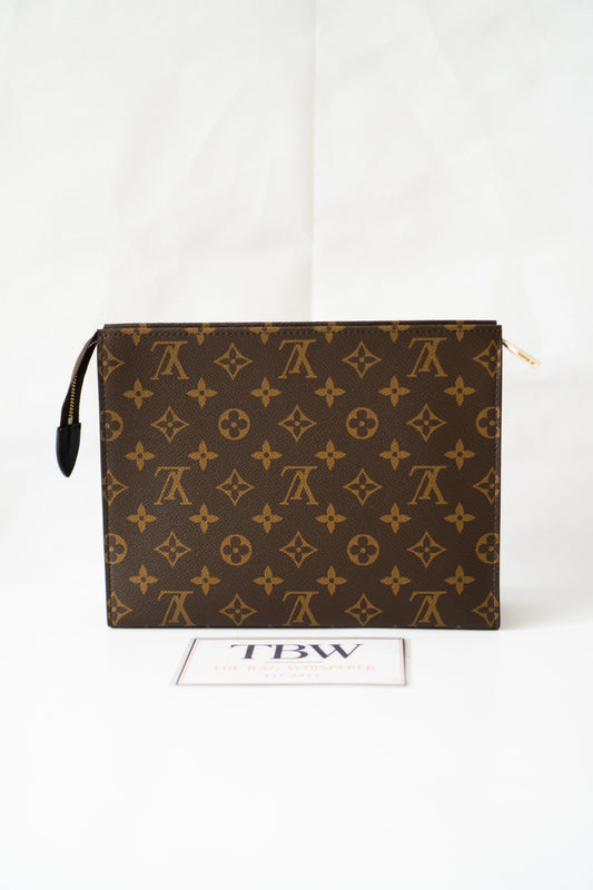 Structured Travel Pouch – Monogram Canvas with Black Leather Trim