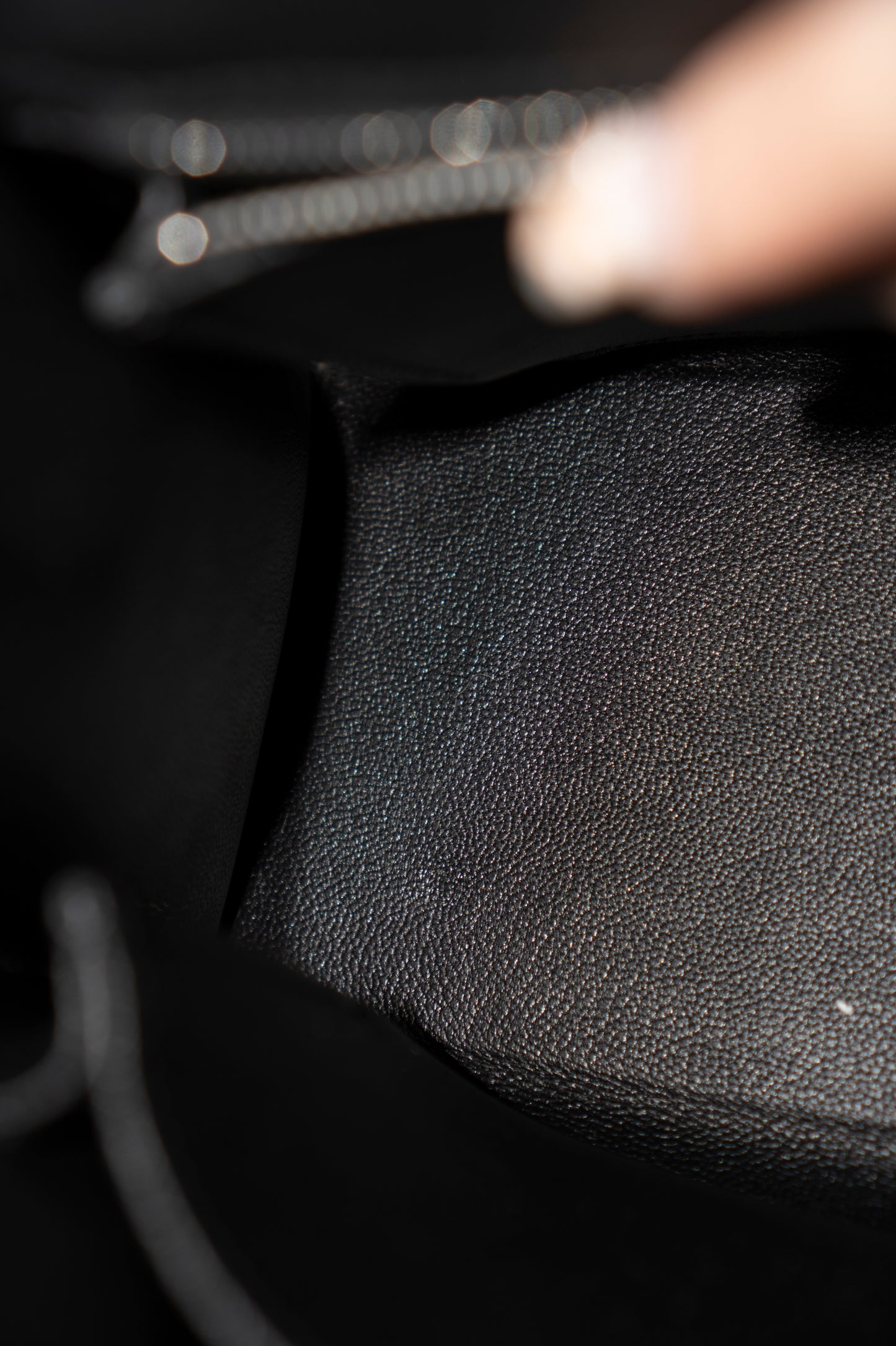 Kelly 25 – Black Volupto Leather with Exotic Croc Patches
