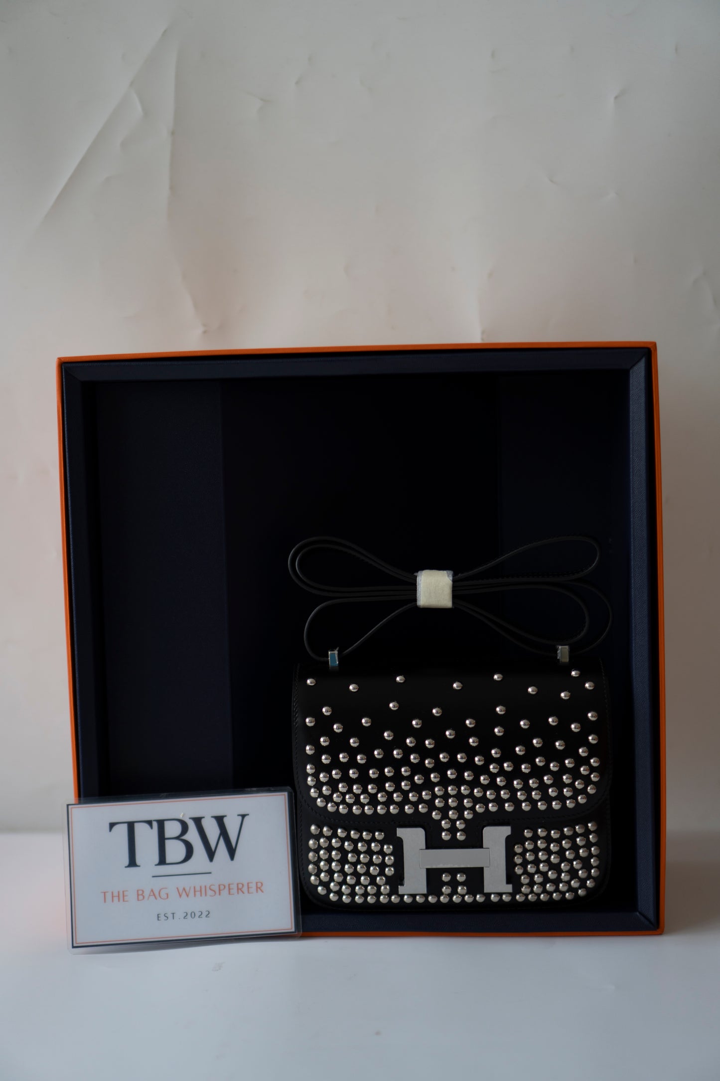 Constanc 18 – Black Box Leather with Stud Detailing
