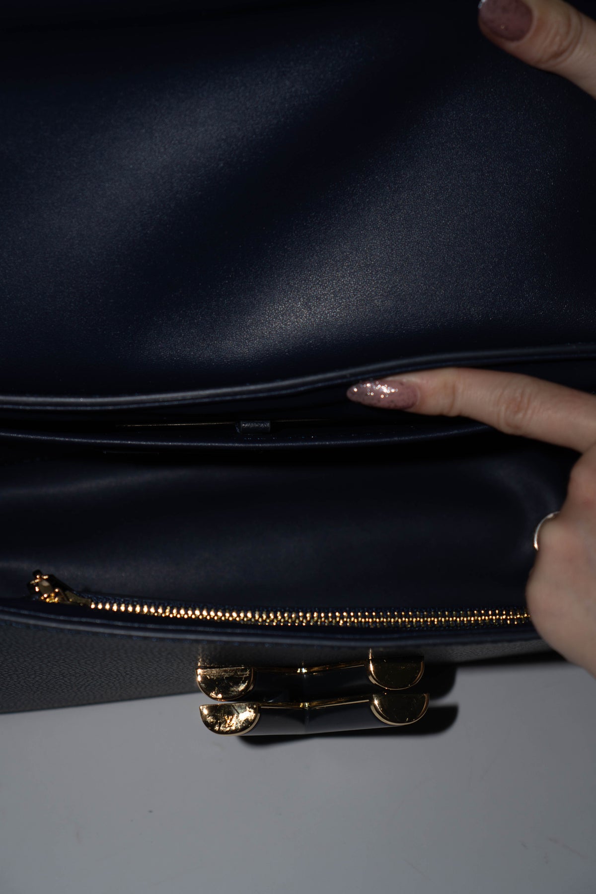Twist MM Chain Bag – Dark Navy Monogram Empreinte & Epi Leather