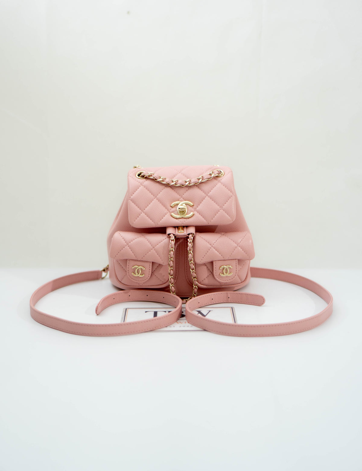 CC Duma Backpack with Front Pockets – Light Pink Caviar