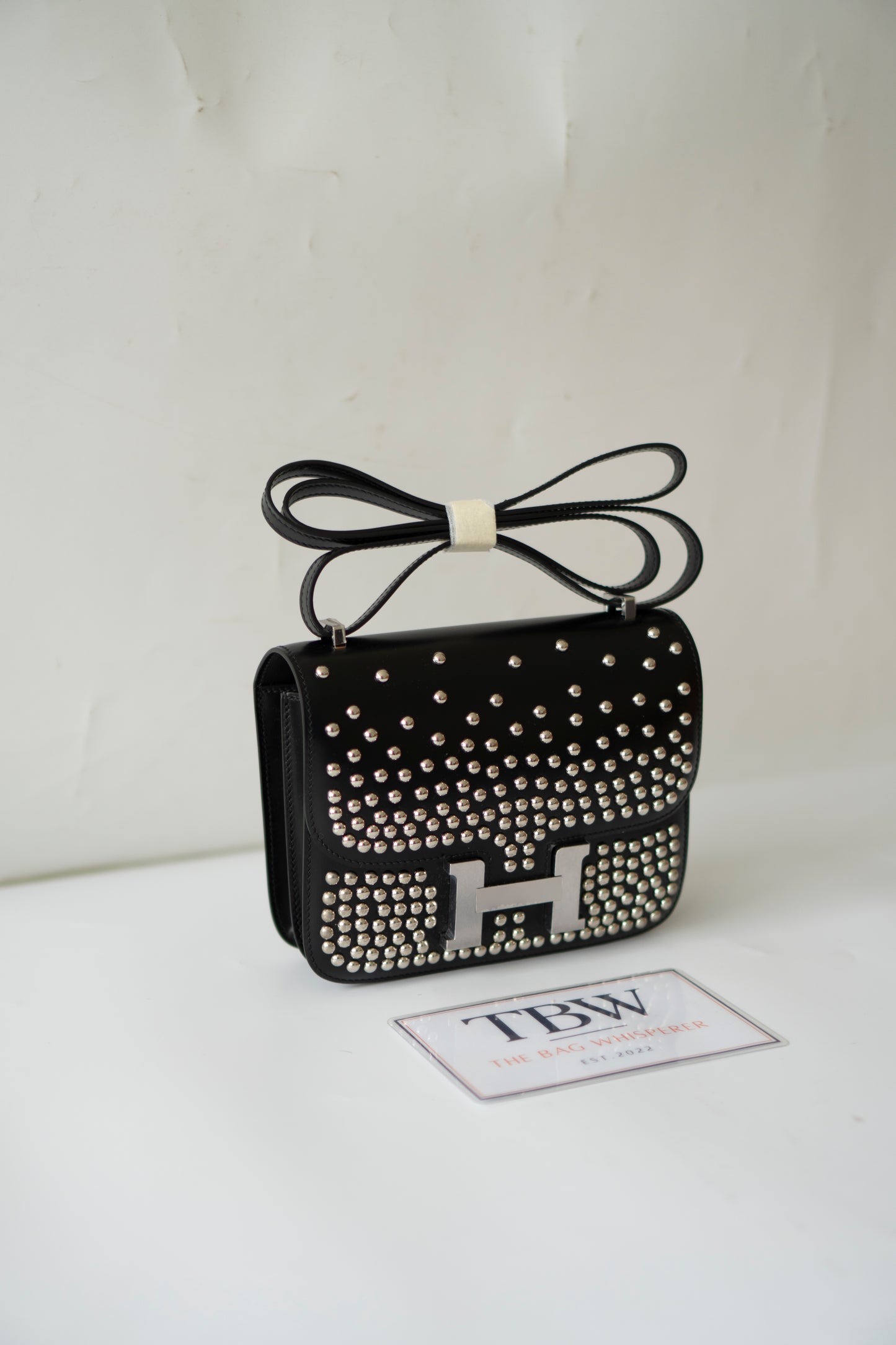 Constanc 18 – Black Box Leather with Stud Detailing