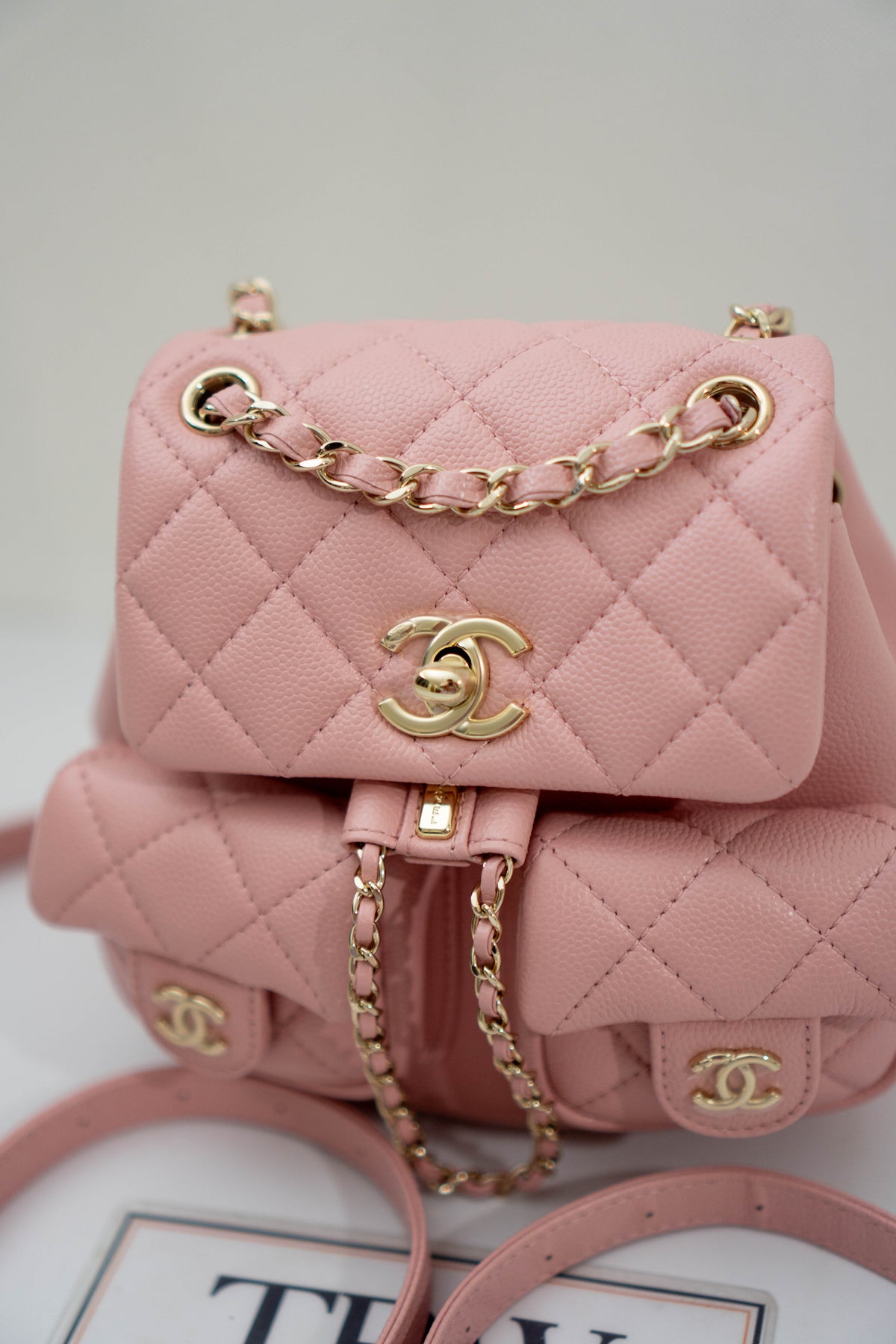 CC Duma Backpack with Front Pockets – Light Pink Caviar