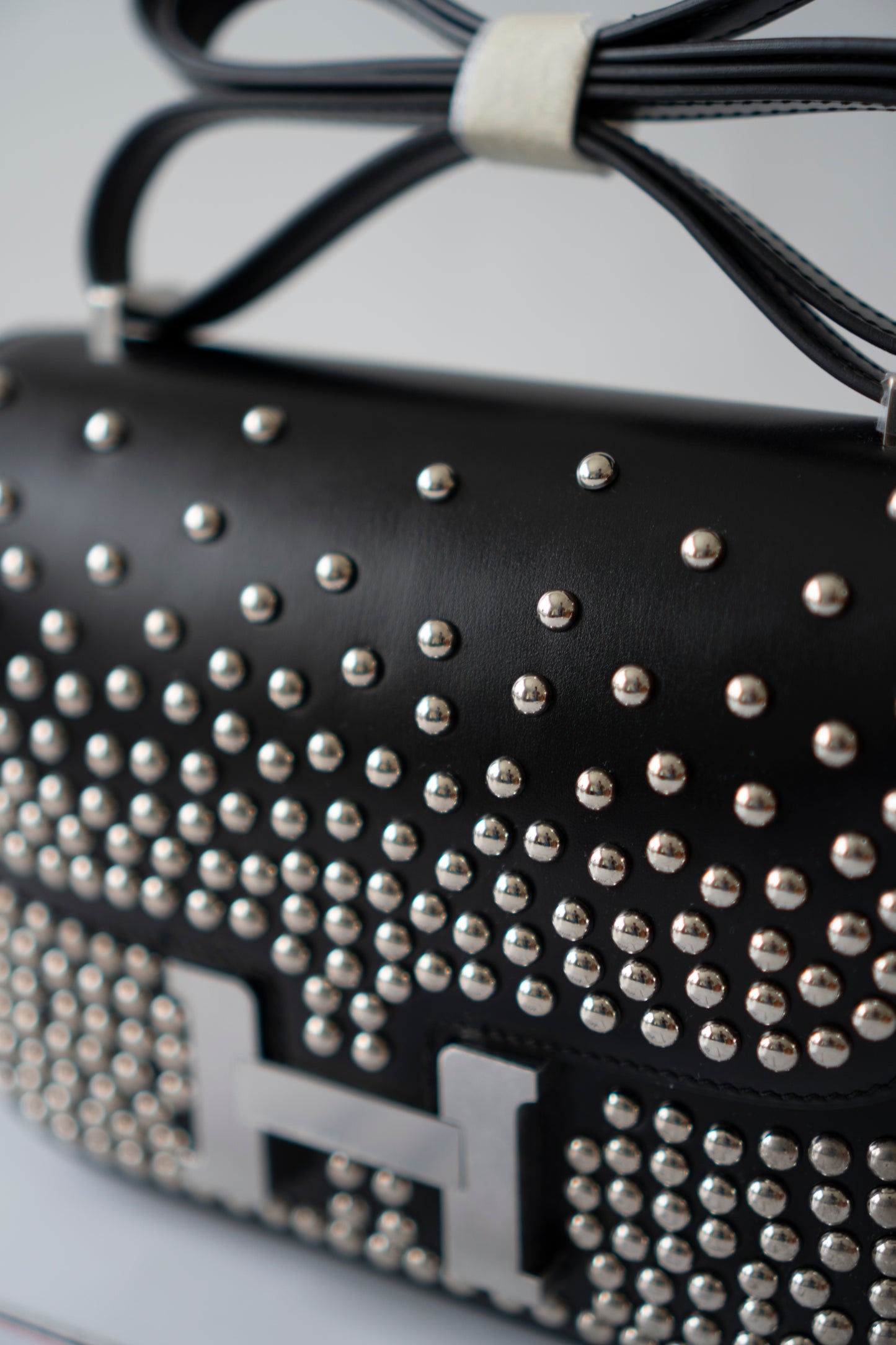 Constanc 18 – Black Box Leather with Stud Detailing