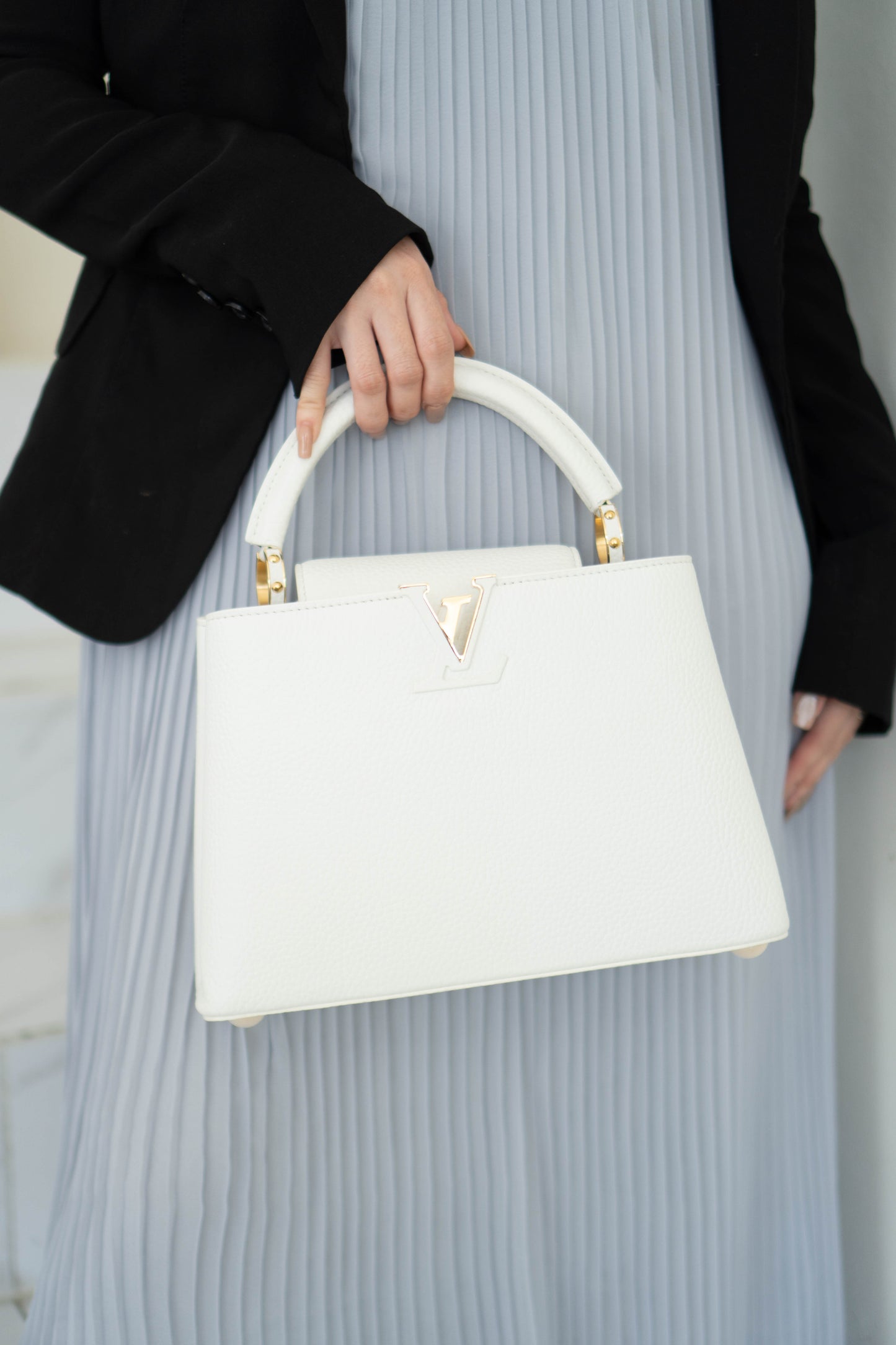 Capucine BB in Snow White Taurillon Leather With Gold Hardware