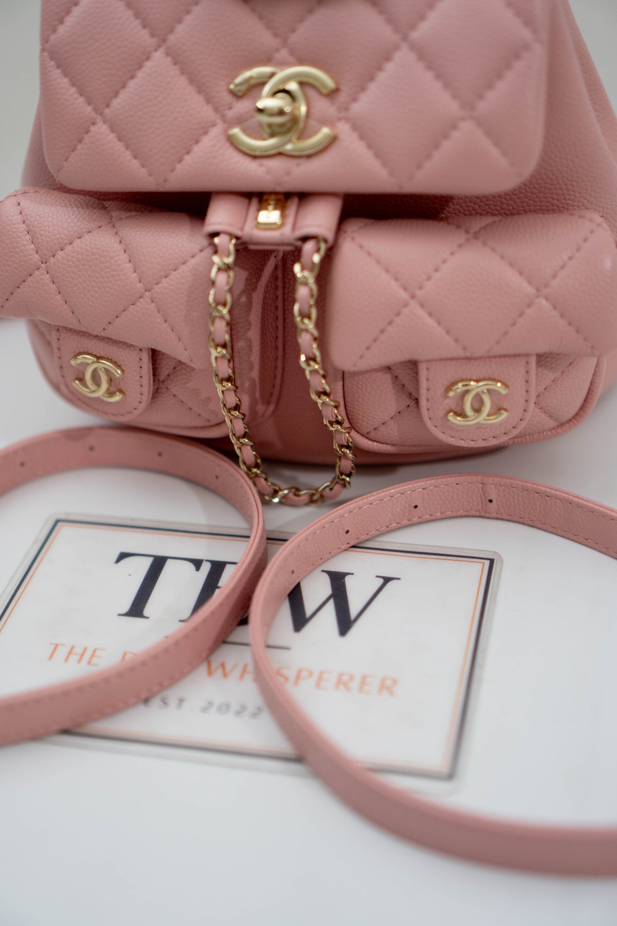 CC Duma Backpack with Front Pockets – Light Pink Caviar