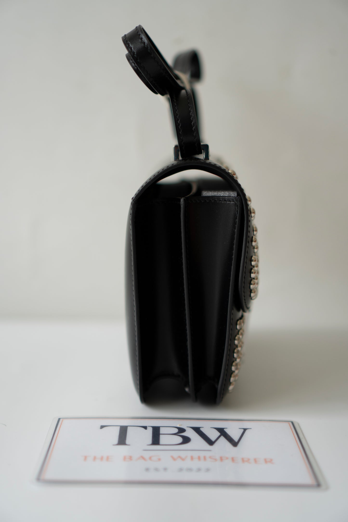 Constanc 18 – Black Box Leather with Stud Detailing