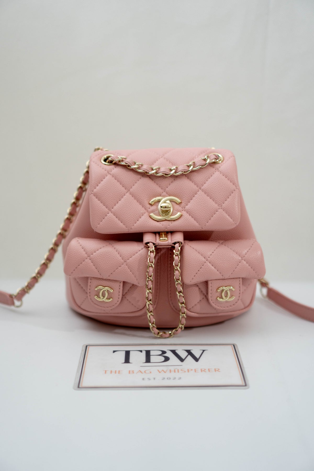 CC Duma Backpack with Front Pockets – Light Pink Caviar