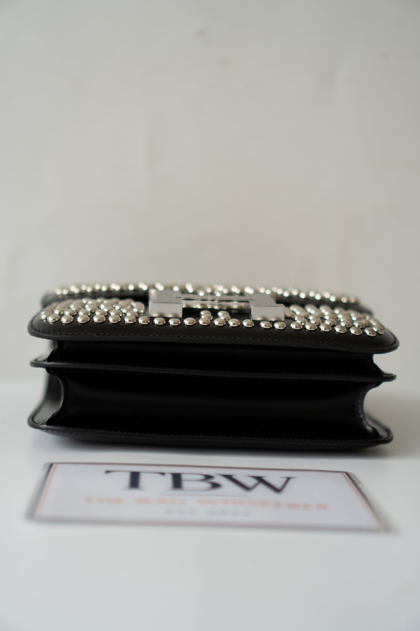 Constanc 18 – Black Box Leather with Stud Detailing
