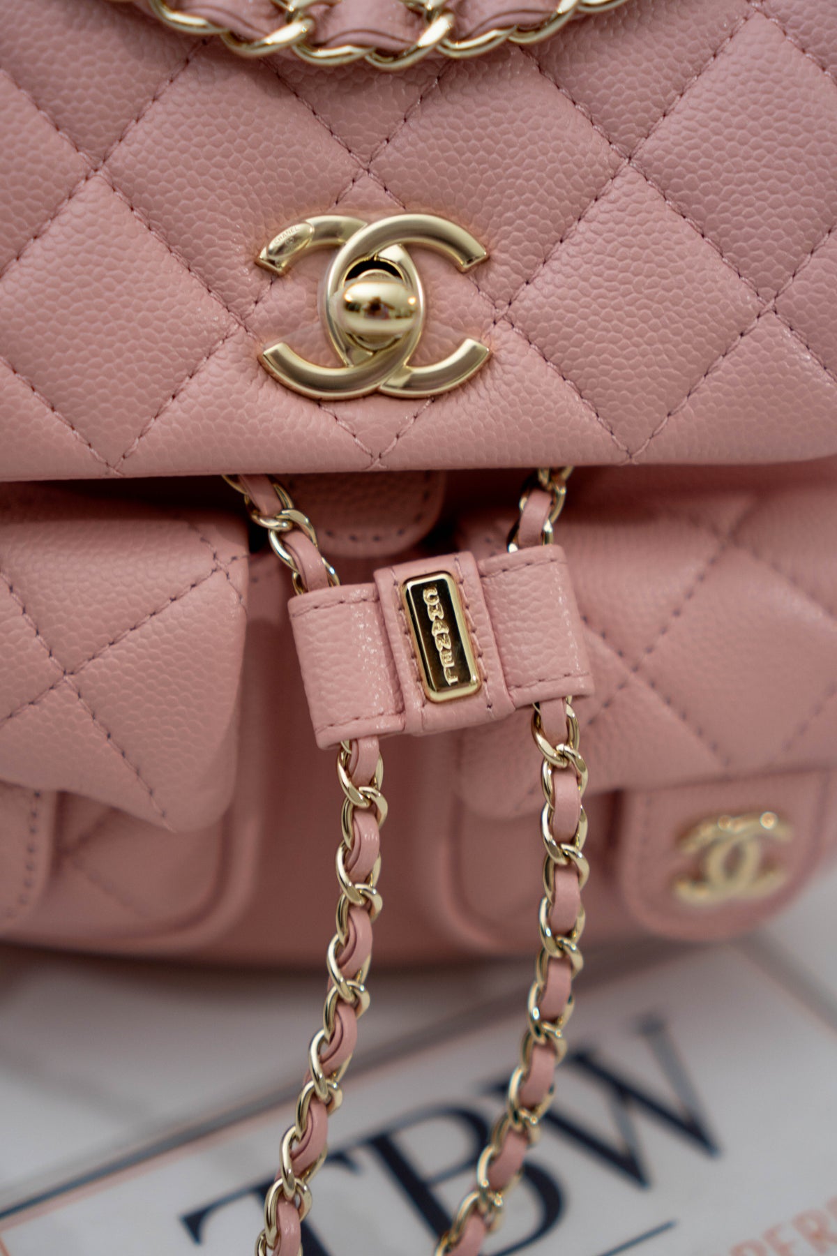 CC Duma Backpack with Front Pockets – Light Pink Caviar